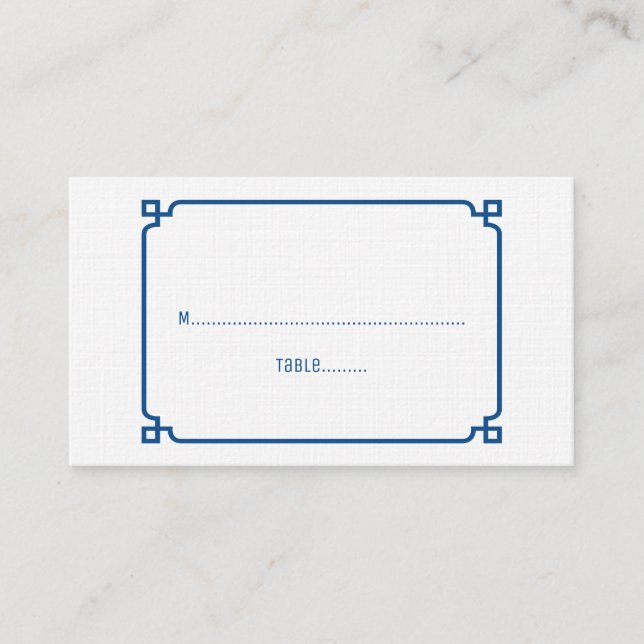 Lapis Blue Deco Chic Wedding Place Cards (Front)