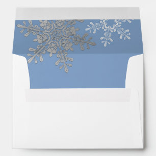 Lapis Blue Silver Grey Snowflake Winter Wedding A7 Envelopes