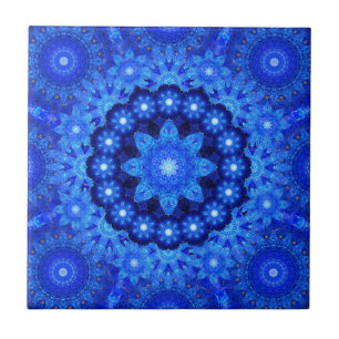Lapis Crown Mandala Ceramic Tile