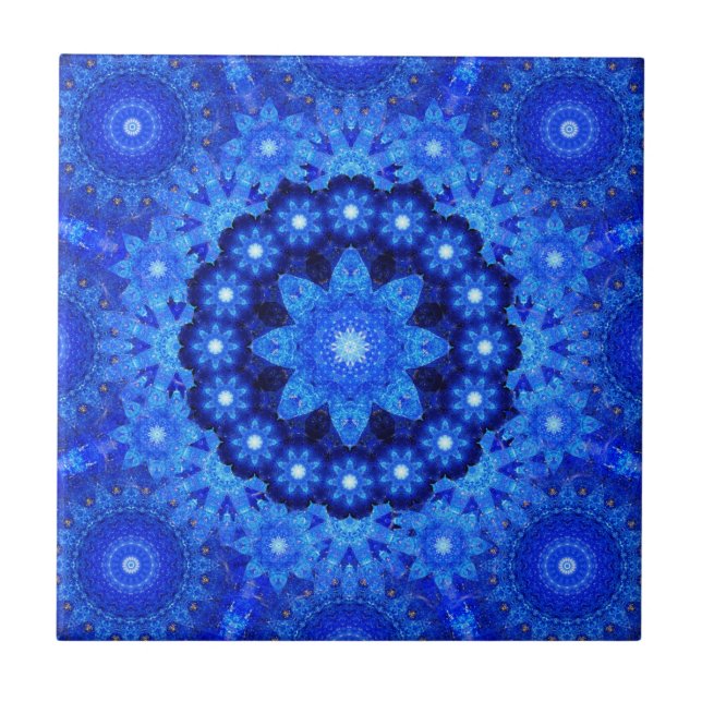 Lapis Crown Mandala Ceramic Tile (Front)