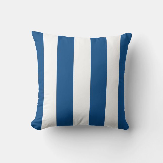 Lapis Lazuli and White Striped Throw Pillow (Front)