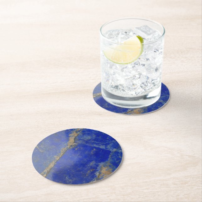 Lapis Lazuli Pattern Round Paper Coaster (Insitu)