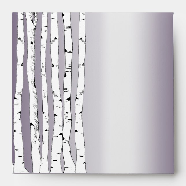 Lapis Purple Birch Tree Wedding Square Envelopes (Front)