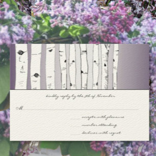 Lapis Purple Cloud Birch Tree Wedding RSVP