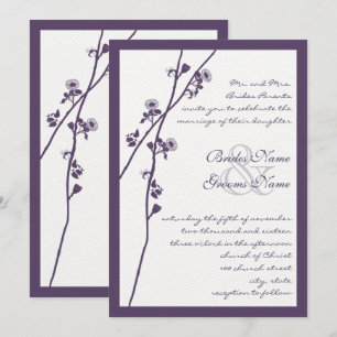 Lapis Purple Wild Flower Branch Wedding Invites