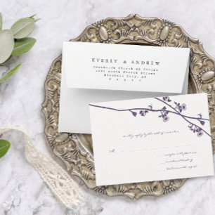 Lapis Purple Wild Flower Branches Wedding RSVP