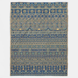 Lapis Sky and Golden Gods: Ptolemaic Egyptian Fleece Blanket