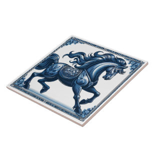  Lapis Stallion:  Botanical Majesty Ceramic Tile