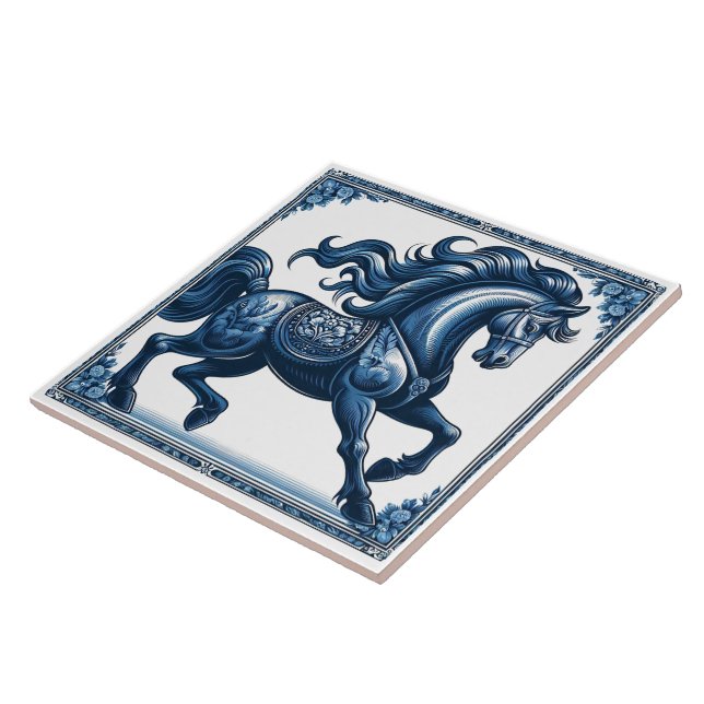  Lapis Stallion:  Botanical Majesty Ceramic Tile (Side)