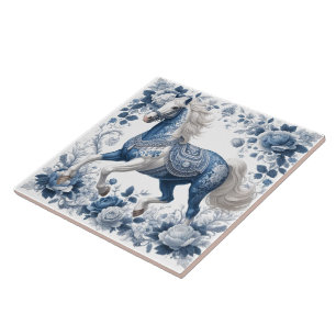 Lapis Steed: Floral Tapestry  Ceramic Tile