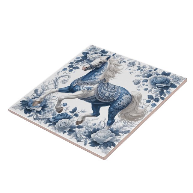 Lapis Steed: Floral Tapestry  Ceramic Tile (Side)