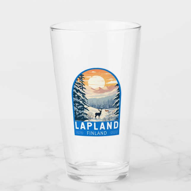 Lapland Finland Travel Art Vintage Glass (Front)
