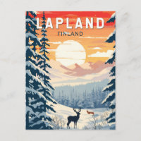 Lapland Finland Travel Art Vintage