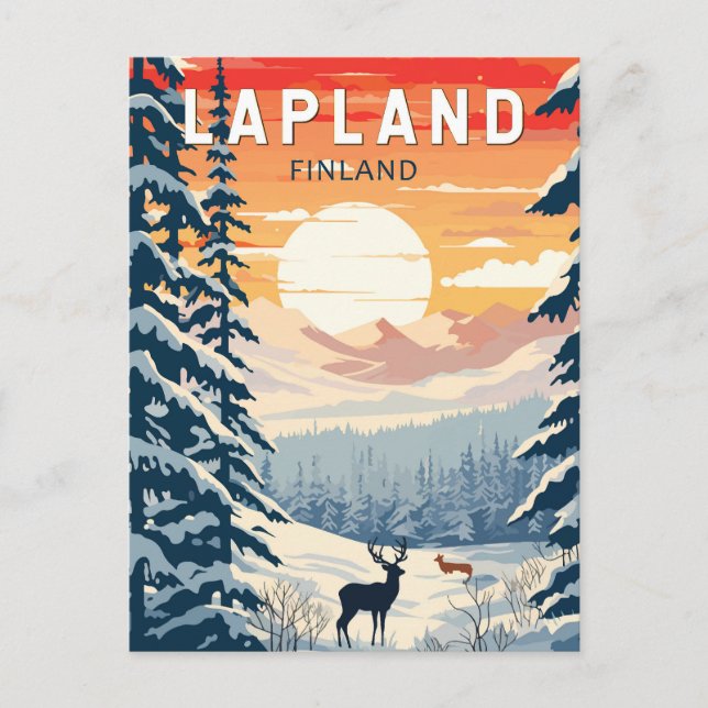 Lapland Finland Travel Art Vintage Postcard (Front)