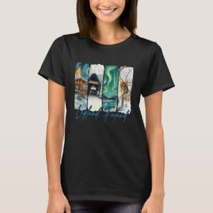 Lapland Finland Travelling Trip Brushstroke Souven T-Shirt