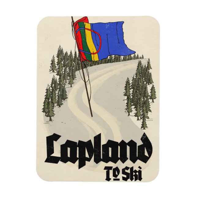 Lapland To Ski Magnet (Vertical)