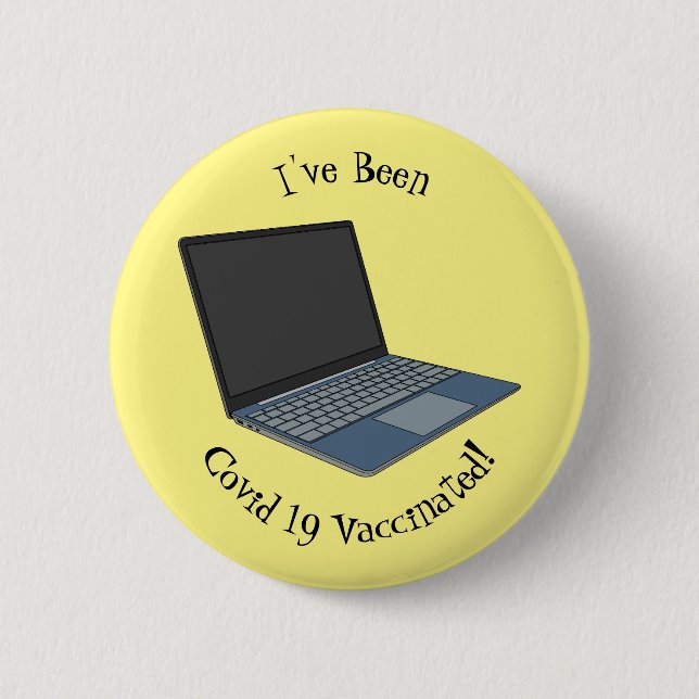 Laptop cartoon illustration 6 cm round badge (Front)