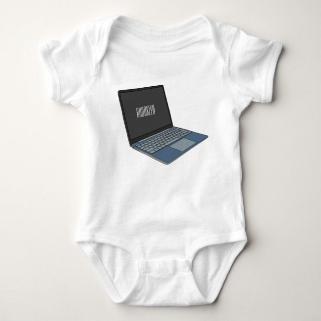 Laptop cartoon illustration  baby bodysuit (Front)