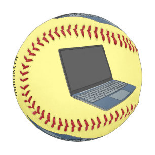 Laptop cartoon illustration baseball