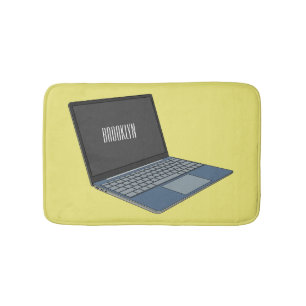 Laptop cartoon illustration bath mat