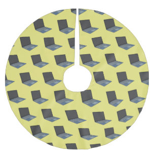 Laptop cartoon illustration  brushed polyester tree skirt