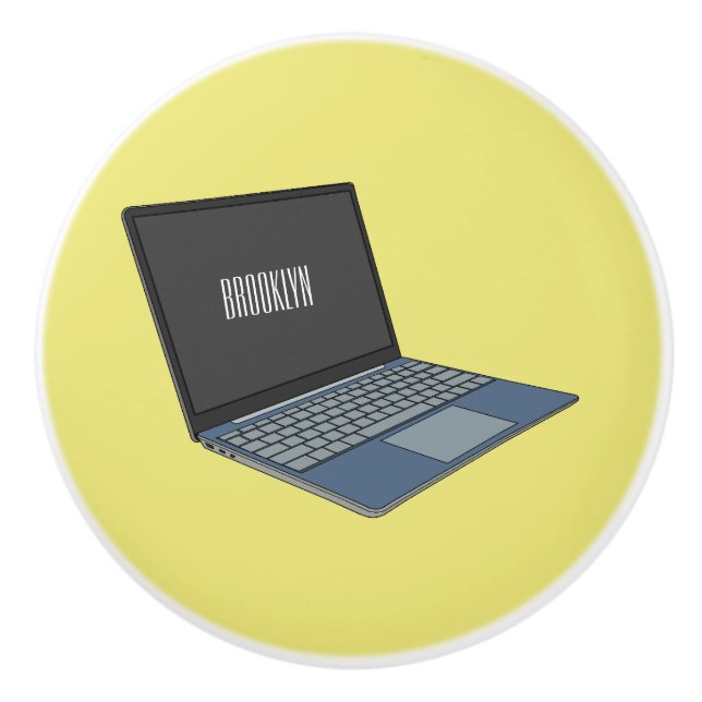 Laptop cartoon illustration  ceramic knob (Front)