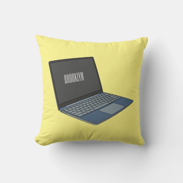 Laptop cartoon illustration  cushion (Front)