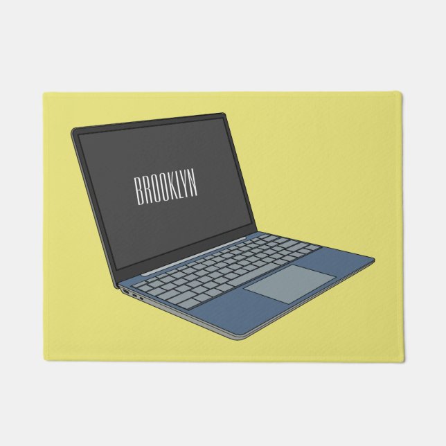 Laptop cartoon illustration  doormat (Front)