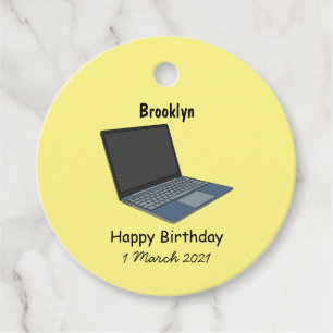 Laptop cartoon illustration favour tags