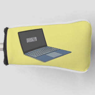 Laptop cartoon illustration golf head cover
