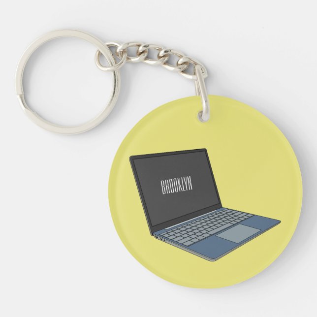Laptop cartoon illustration  key ring (Front)