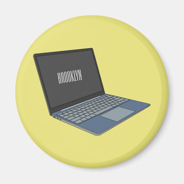 Laptop cartoon illustration  magnet (Front)
