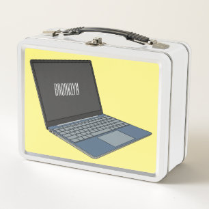 Laptop cartoon illustration metal lunch box