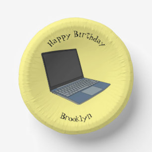 Laptop cartoon illustration paper plate