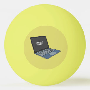 Laptop cartoon illustration ping pong ball