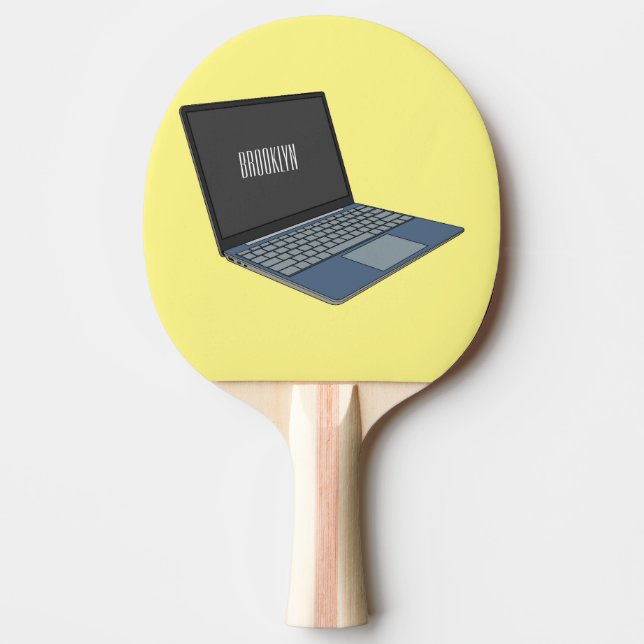 Laptop cartoon illustration  ping pong paddle (Front)