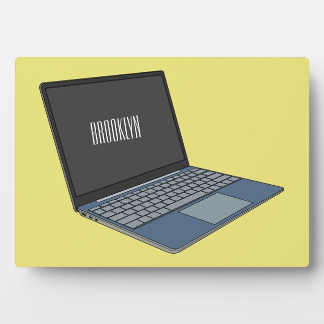 Laptop cartoon illustration  plaque (Front)