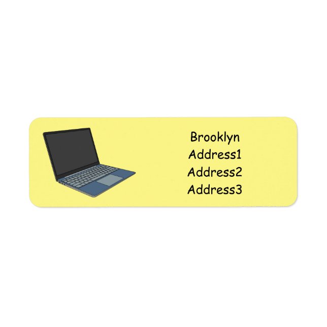Laptop cartoon illustration return address label (Front)