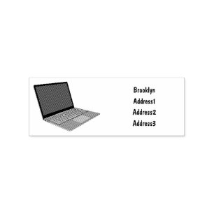 Laptop cartoon illustration rubber stamp