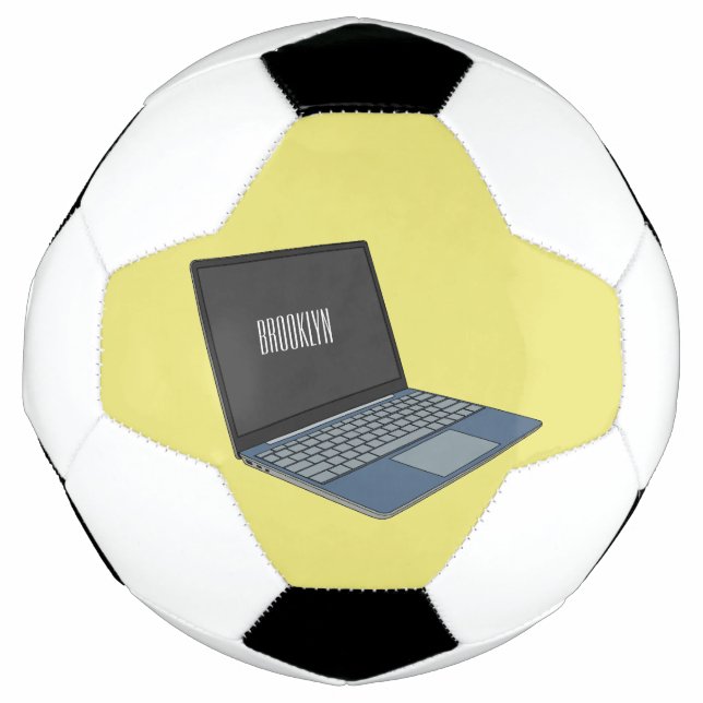 Laptop cartoon illustration  soccer ball (Front)