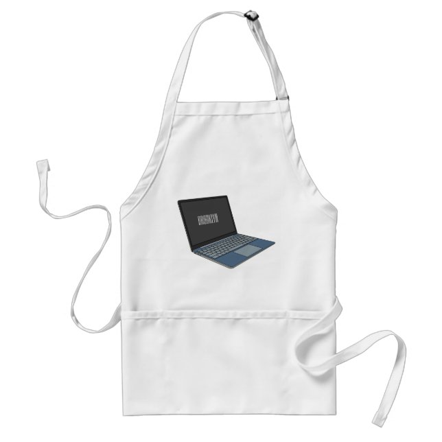 Laptop cartoon illustration  standard apron (Front)