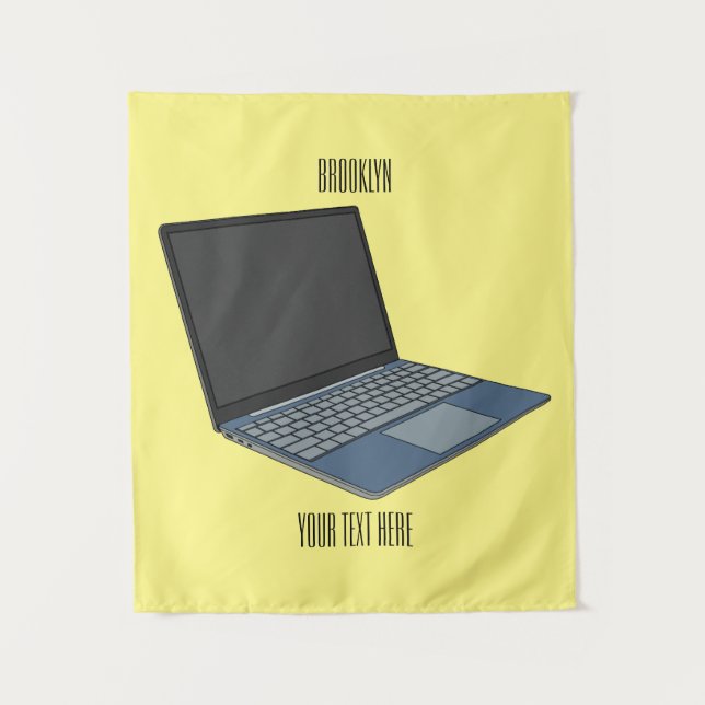Laptop cartoon illustration  tapestry (Front)