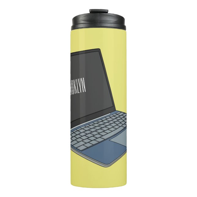 Laptop cartoon illustration  thermal tumbler (Front)