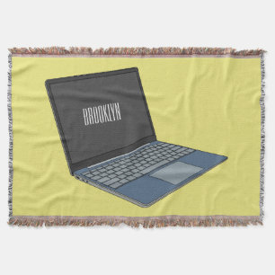 Laptop cartoon illustration  throw blanket