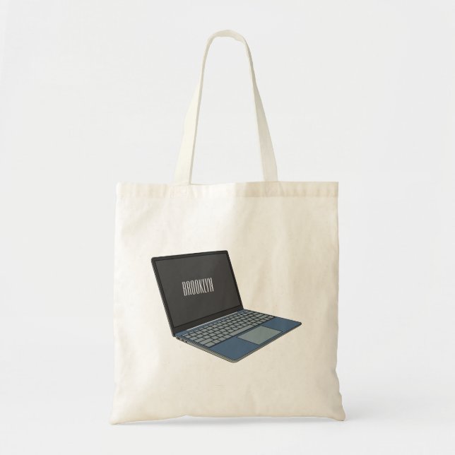 Laptop cartoon illustration  tote bag (Front)