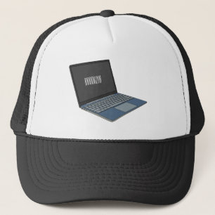 Laptop cartoon illustration trucker hat