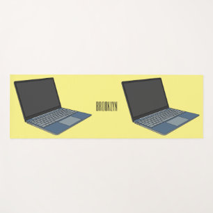 Laptop cartoon illustration yoga mat