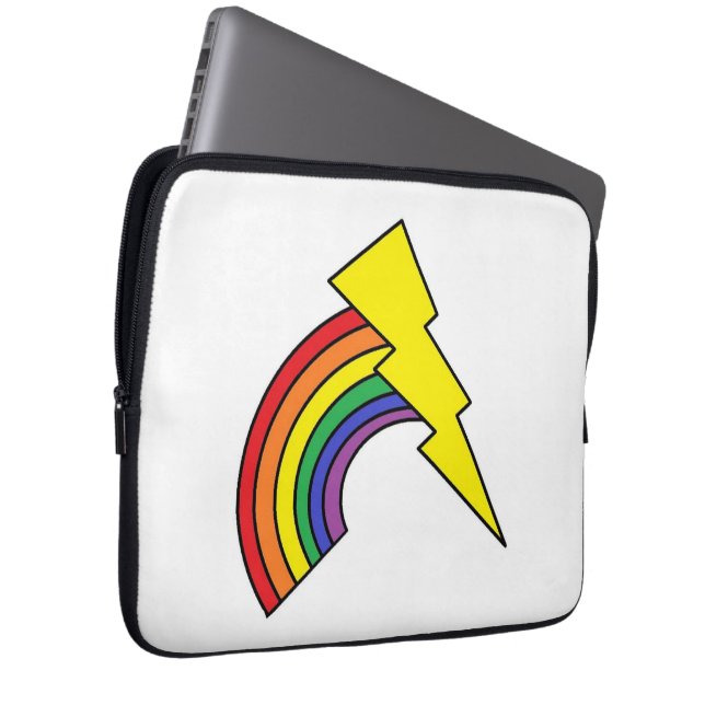 Laptop Case With Rainbow and Yellow Lightning Bolt (Front Right)
