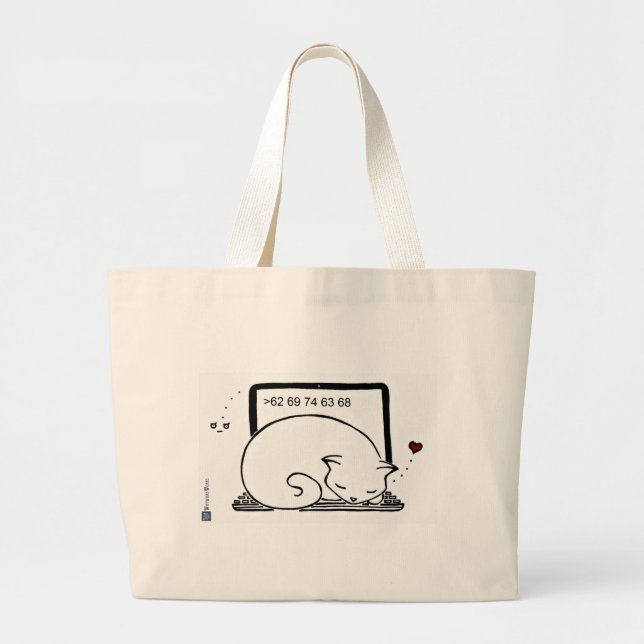 Laptop Cat Bed Large Tote Bag (Front)