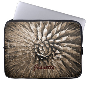 Laptop Computer Sleeve Agave Spike Sepia Brown Tan
